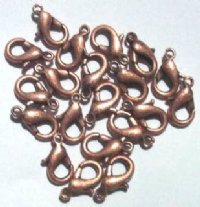 20 12mm Antique Copper Lobster Claw Clasps